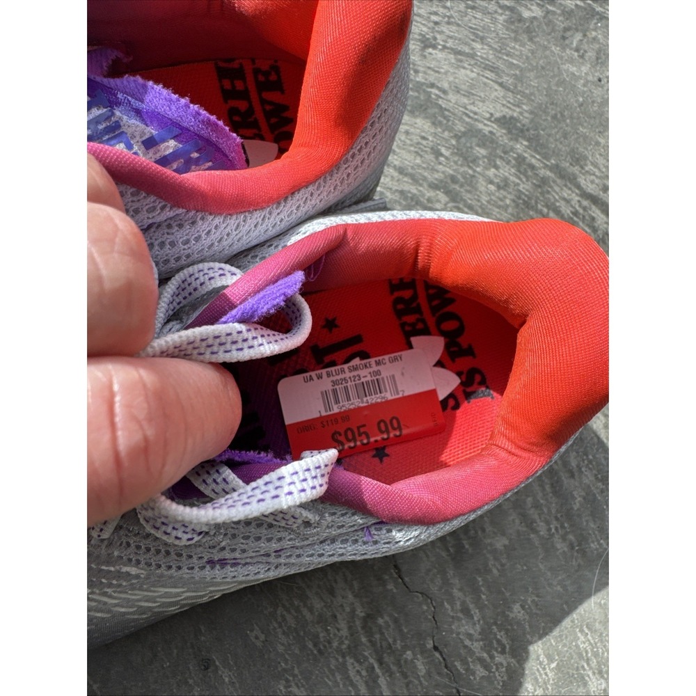 Under Armour Blur Smoke Cleats 7 Purple Gray White 3025123-001 New - Picture 2 of 5